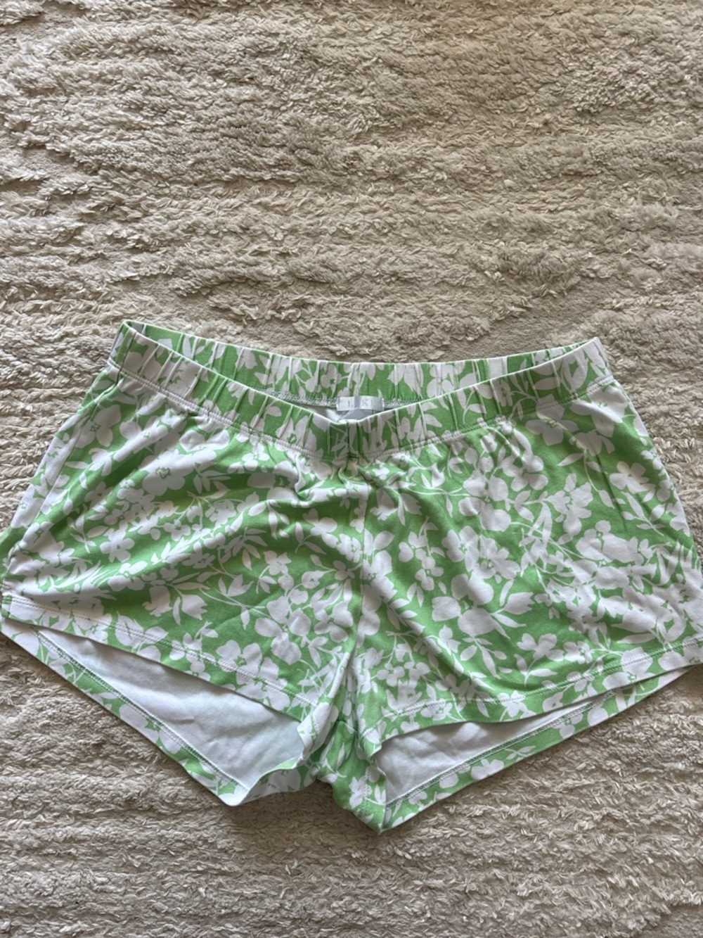 LAKE Women's Floral Lounge Pajama Shorts - Light Green & White